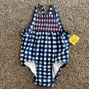 Cat and jack one piece swimsuit with snaps baby girl NEW